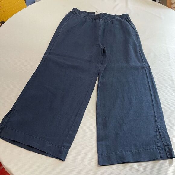 Michael Stars Blue Linen Cropped Crop Pants Size Medium - Picture 1 of 9